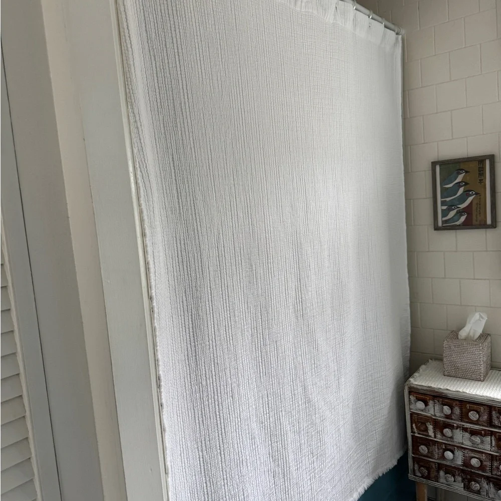 White Textured Shower Curtain